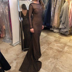 NWT Black Sparkle Netted Gown